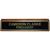 K89 - K89 - Black Brass Plate Sign - Mounted on (WALNUT) Wood Base<br>2" x 10"